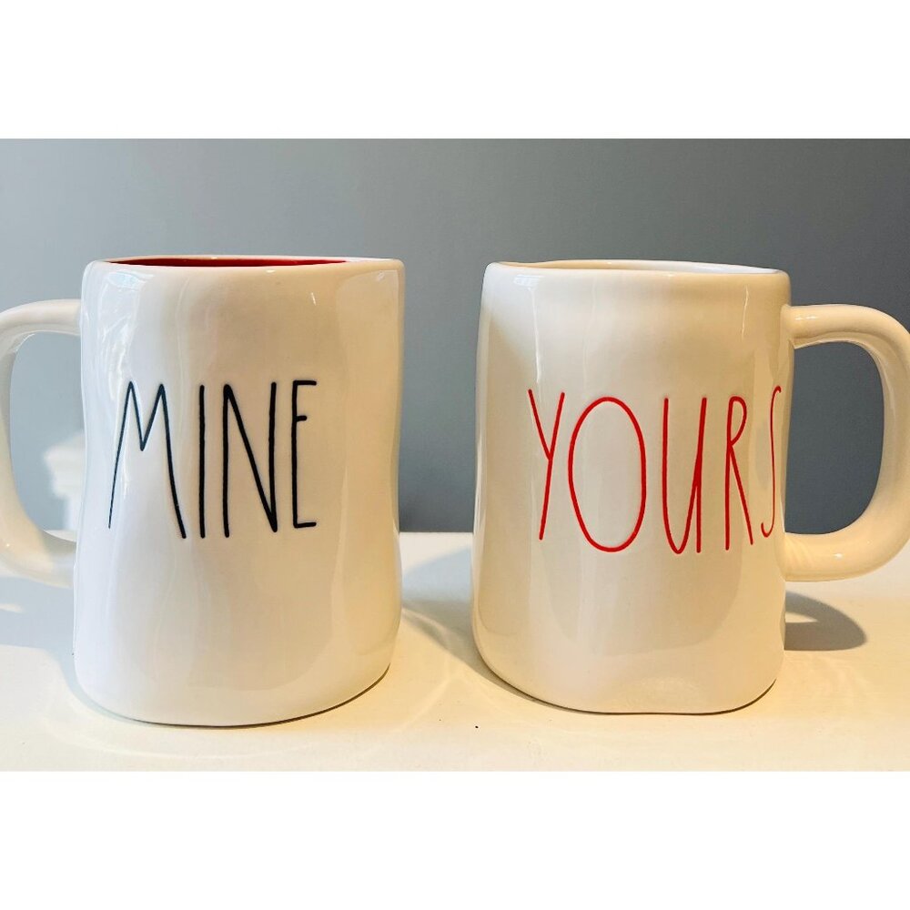 Rae Dunn “MINE” & “YOURS BE” Mug Set – Couples Coffee Mugs, Christmas Gift